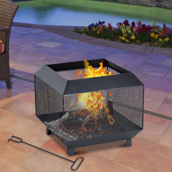 Firepit Heater Stove Garden Square Wood Burning Outdoor Patio Steel Black Firepit Heater Stove Garden Square Wood Burning Outdoor Patio Steel Black