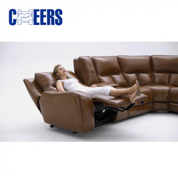 Luxury Home Furniture Reclining Sectional 7 Seater Brown Hotel Real Leather with headrest Sofa set Luxury Home Furniture Reclining Sectional 7 Seater Brown Hotel Real Leather with headrest Sofa set