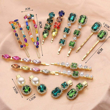 Fashion Colorful Rhinestone Crystal Girl Hairpins Cute Pearl Barrettes Hair Clip For Women Fashion Colorful Rhinestone Crystal Girl Hairpins Cute Pearl Barrettes Hair Clip For Women