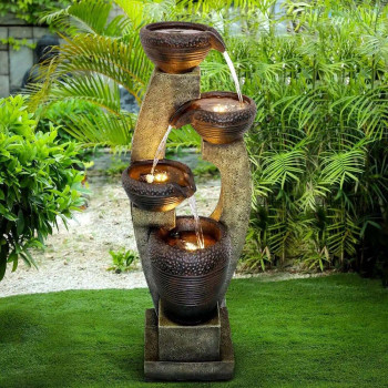Naturefalls 40” H Modern Outdoor Fountain - 4 Crocks Outdoor Garden Fountains Naturefalls 40” H Modern Outdoor Fountain - 4 Crocks Outdoor Garden Fountains