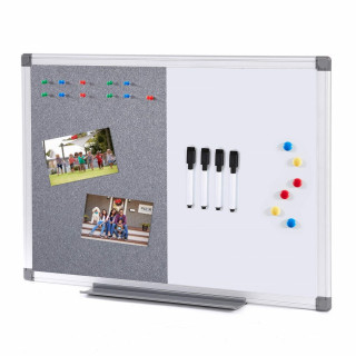 MAKELLO Notice Board Combination Felt & Magnetic Boards for Office Kitchen Bedroom, Aluminum Frame, 60X45CM